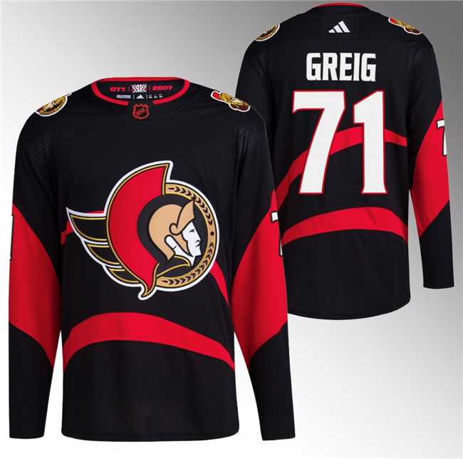 Men%27s Ottawa Senators #71 Ridly Greig Black Reverse Retro Stitched Jersey->new york rangers->NHL Jersey